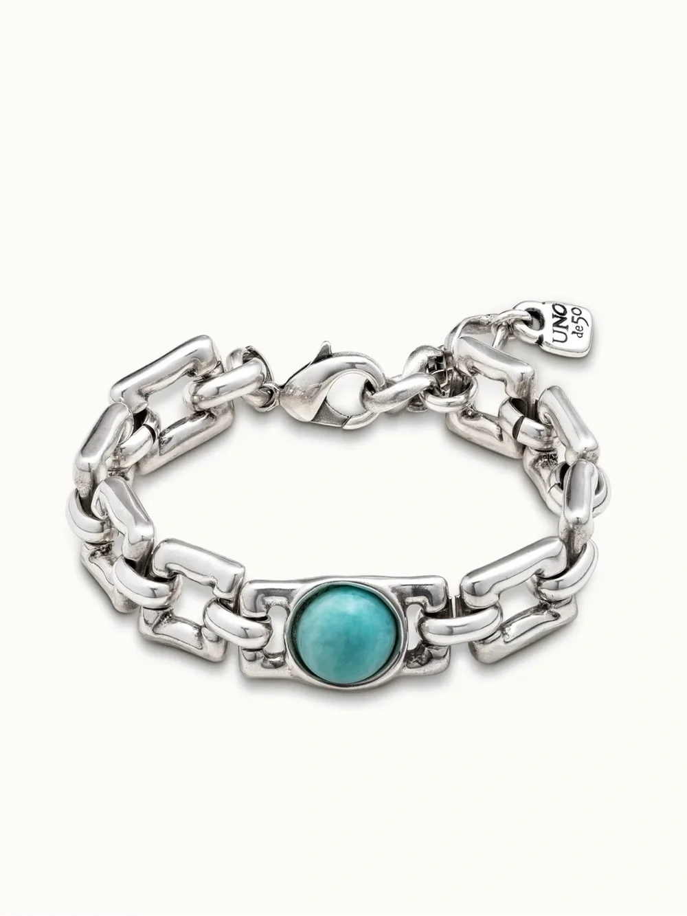 UNOde50 “Linda” Silver Turquoise Link Bracelet